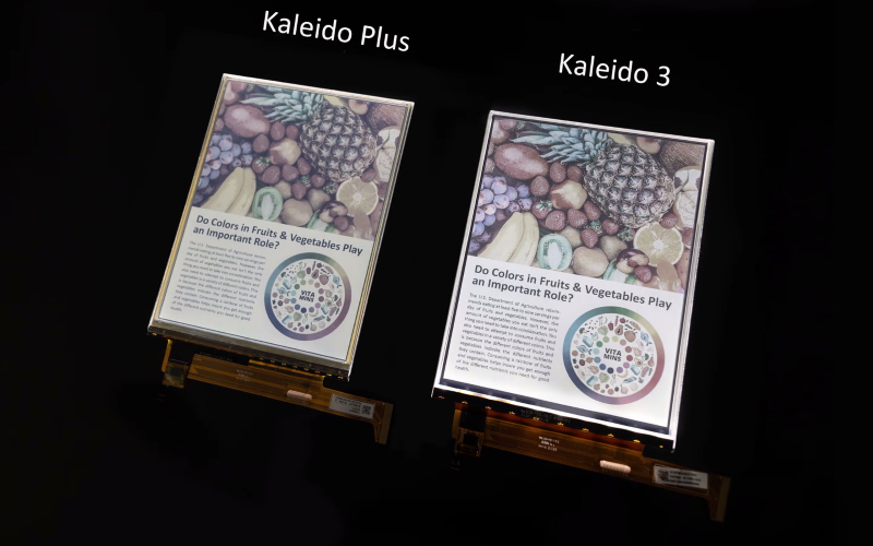 Технология Kaleido 3 для цветной электронной бумаги более богата цветами, чем ее предшественники, поддерживает большие экраны и меньше утомляет глаза.