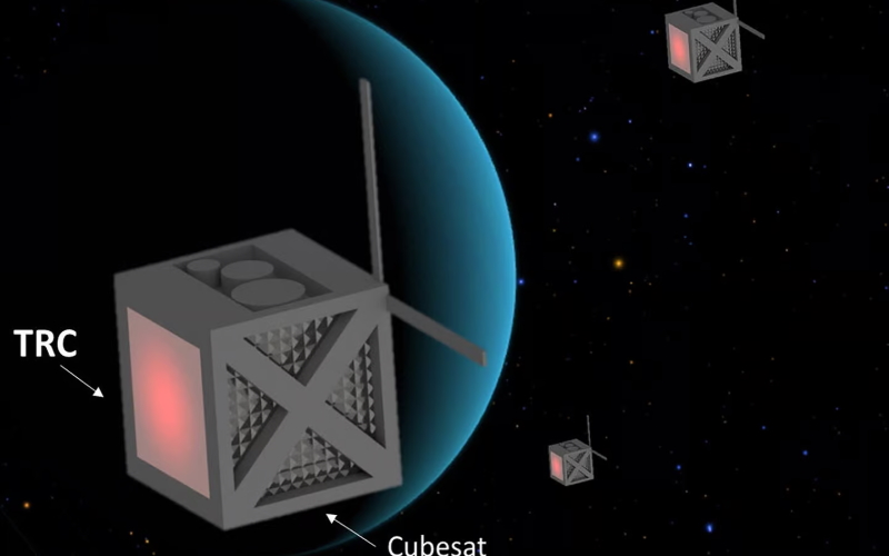 Художественная концепция будущих атомных спутников CubeSats.