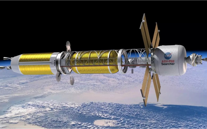 Художественная концепция космического корабля с ядерной тепловой силовой установкой.